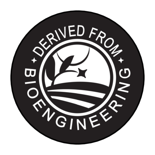 "Derived From Bioengineering" Black and White Label