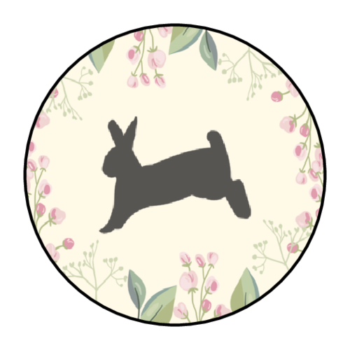 Floral Easter Bunny Circle Label
