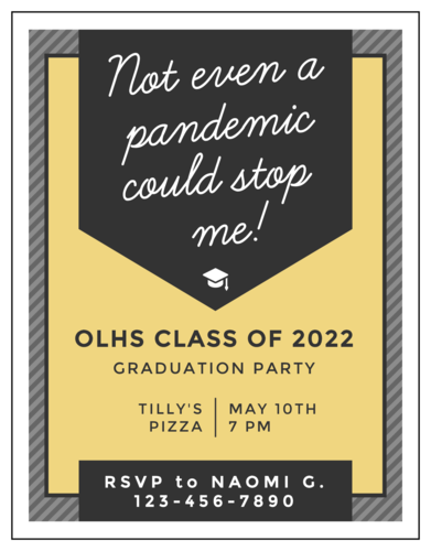 "Not even a pandemic could stop me!" Graduation Party Cardstock Invites