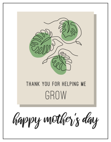 "Thank You for Helping Me Grow" Mother's Day Card