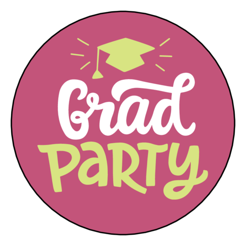 "Grad Party" Graduation Circle Label