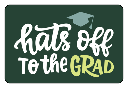 "Hats Off to the Grad" Graduation Rectangle Label