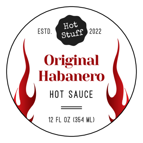 Double Flame Hot Sauce Circle Label