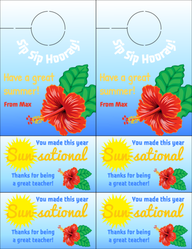 Sun-sational Teacher Gift Labels