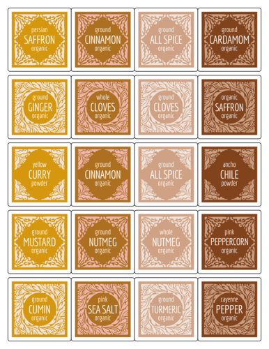 Assorted Spice Labels