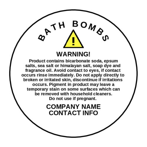 Bath Bomb Circle Warning Label