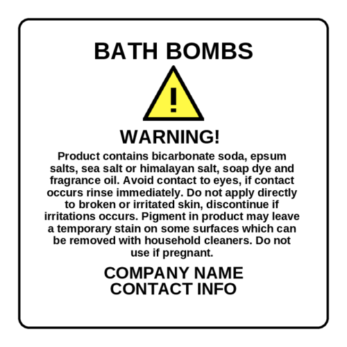 Bath Bomb Rectangle Warning Label