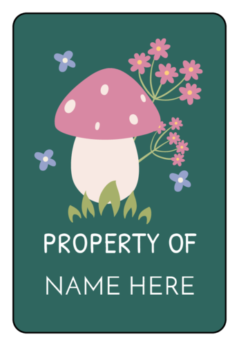 "Property Of" Green Floral Rectangle Label