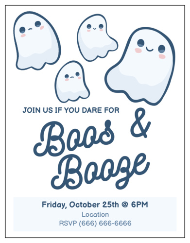 Boos & Booze Halloween Party Cardstock Invitation