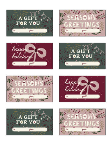 Assorted Write-In Rectangle Holiday Gift Label
