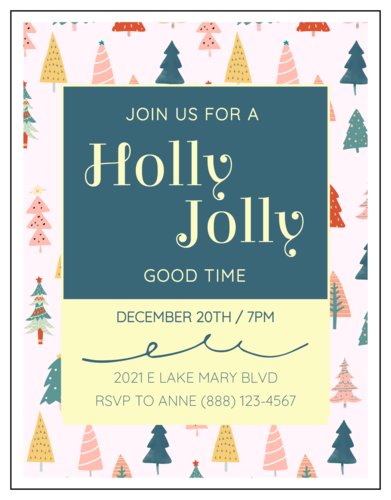 "Holly Jolly" Christmas Party Cardstock Invite
