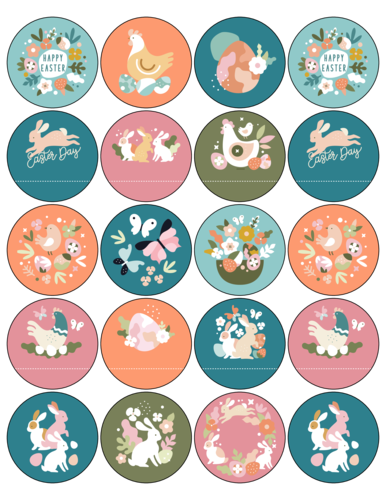 Assorted Circular Floral Easter Gift Label