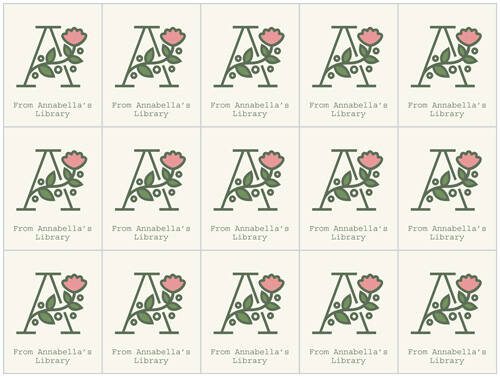 Floral Monogram Labels By Letter