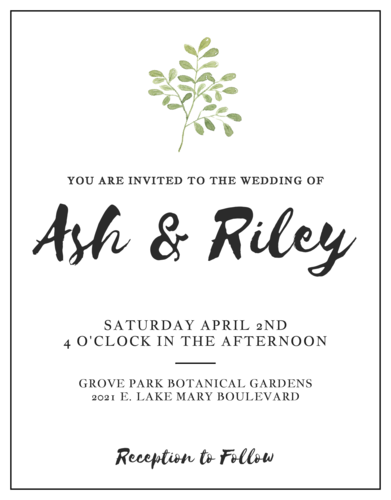 Modern Florid Wedding Invite