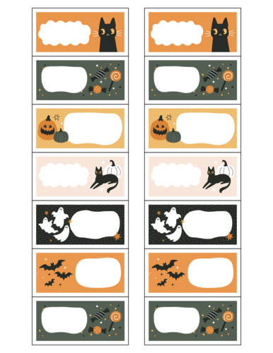 Assorted Cute and Spooky Write-In Halloween Labels