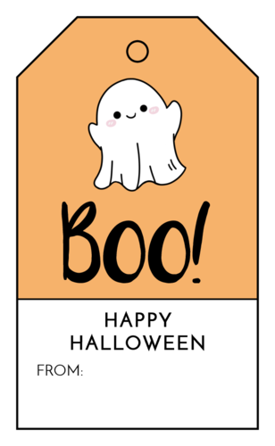 "Boo!" Spooky Ghost Halloween Cardstock Gift Tag
