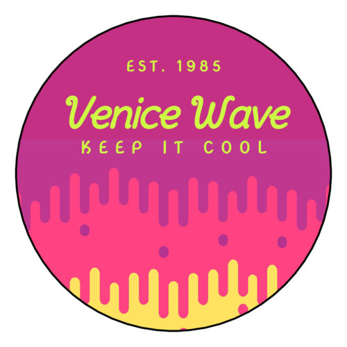 Neon Beach Wave Logo Label