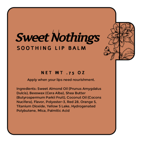 "sweet Nothings" Modern Earth-Toned Lip Balm Label