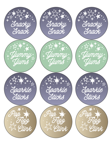 Sparkling New Years Eve Assorted Snack Label