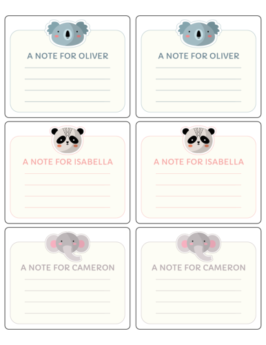 Assorted Animal Note Label