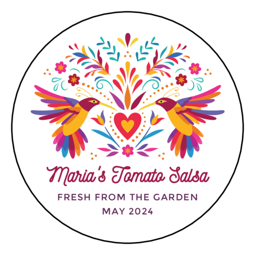 Floral Otomi "Fresh From The Garden" Jar Labels