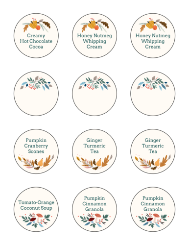 Assorted Floral Autumn Treat Circle Label