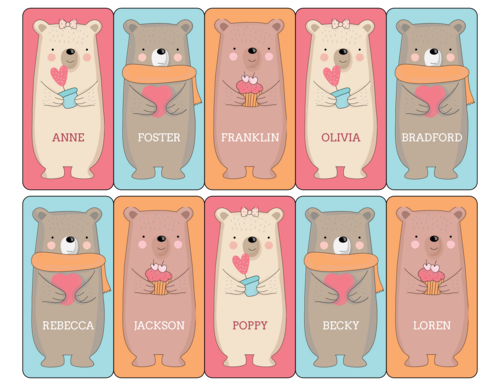 Cute Bears Assorted Valentine Labels