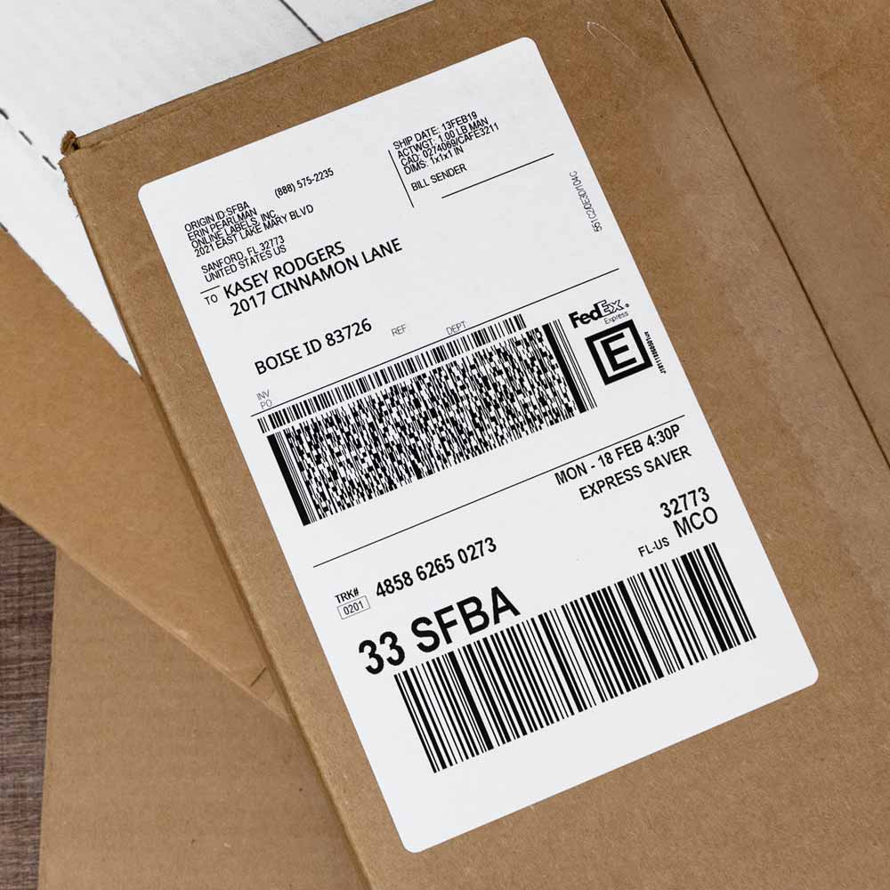 FedEx Ship Manager shipping label on 7.375" x 4.5" standard white matte