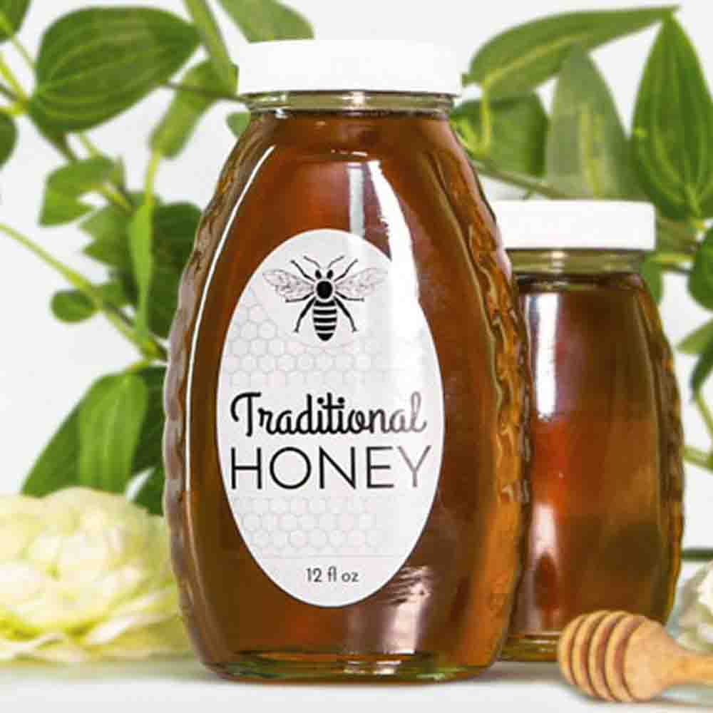 3.25" x 2" oval labels on white gloss laser used on a glass honey jar