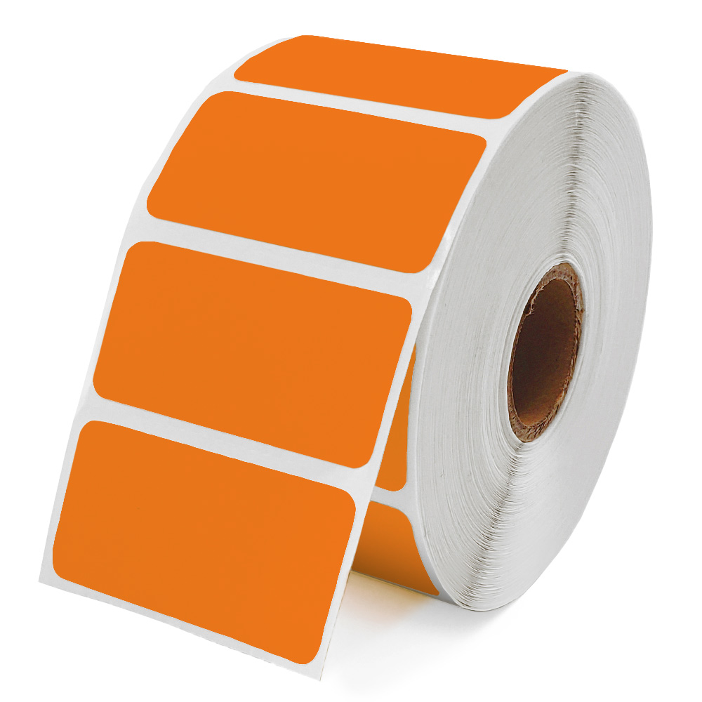 2" x 1" orange thermal transfer label.