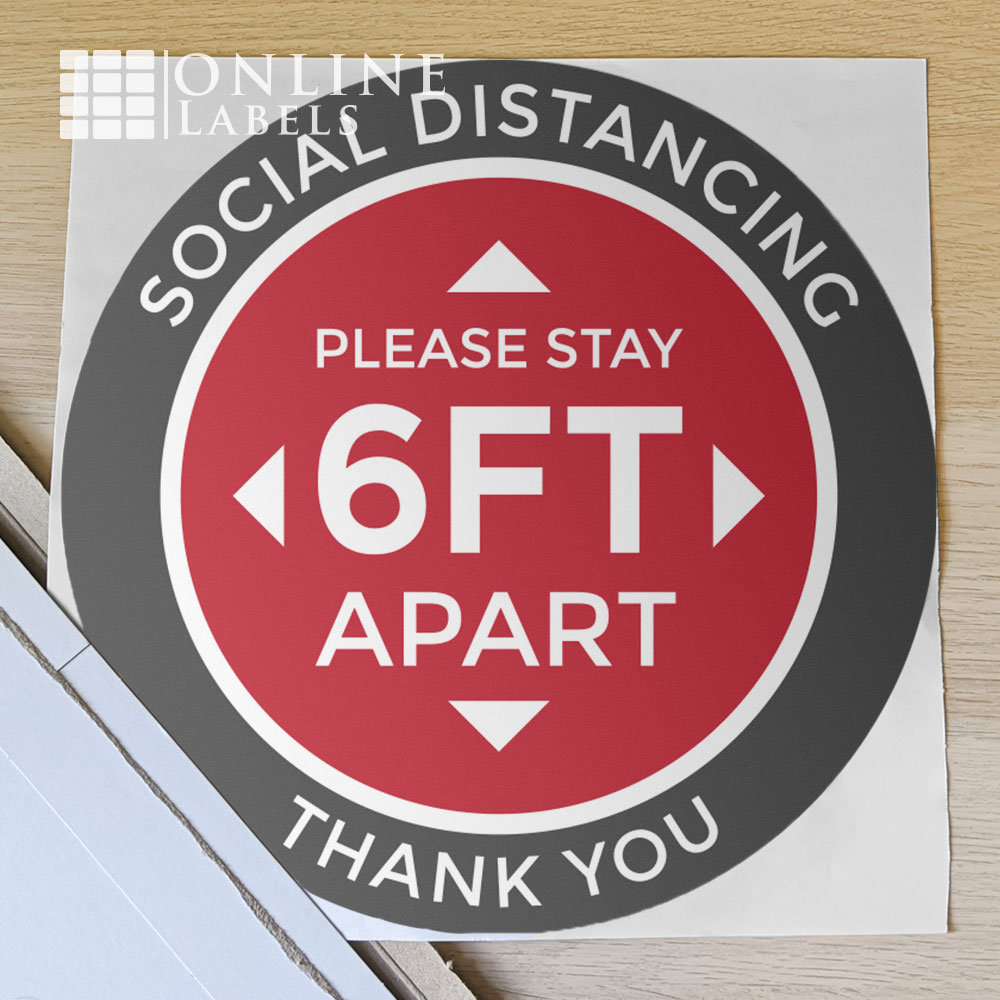 Social distancing floor stickers in shipping envelope