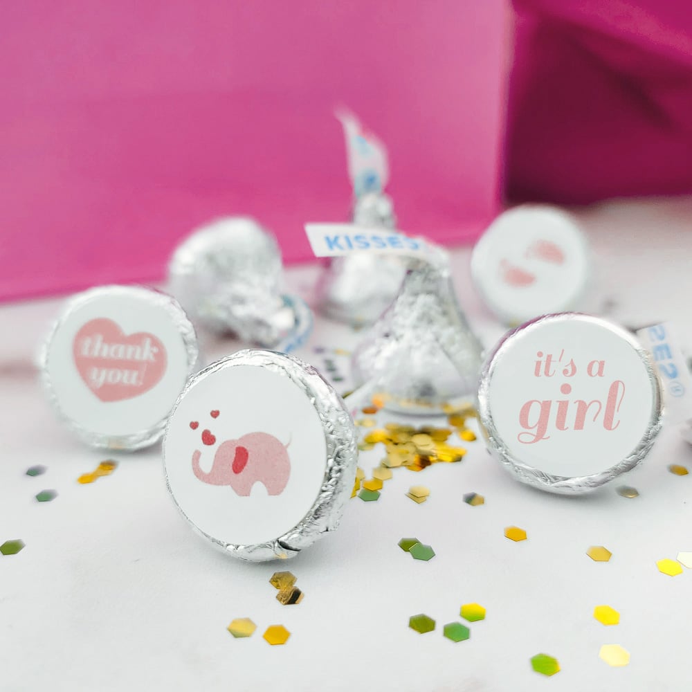 It's a Girl Kiss Candy Labels (Pink) - Pre-Printed Gender Reveal Candy Labels
