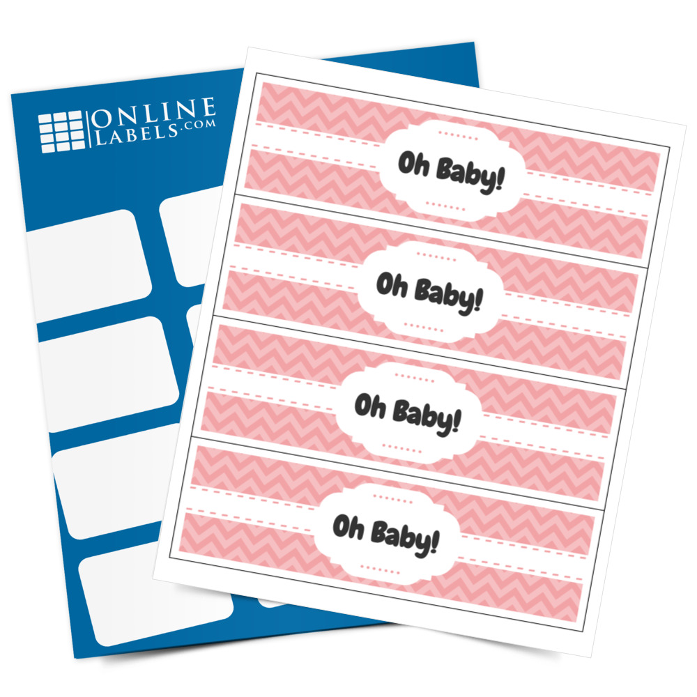 Oh Baby Water Bottle Labels (Pink) - Full Label Sheet