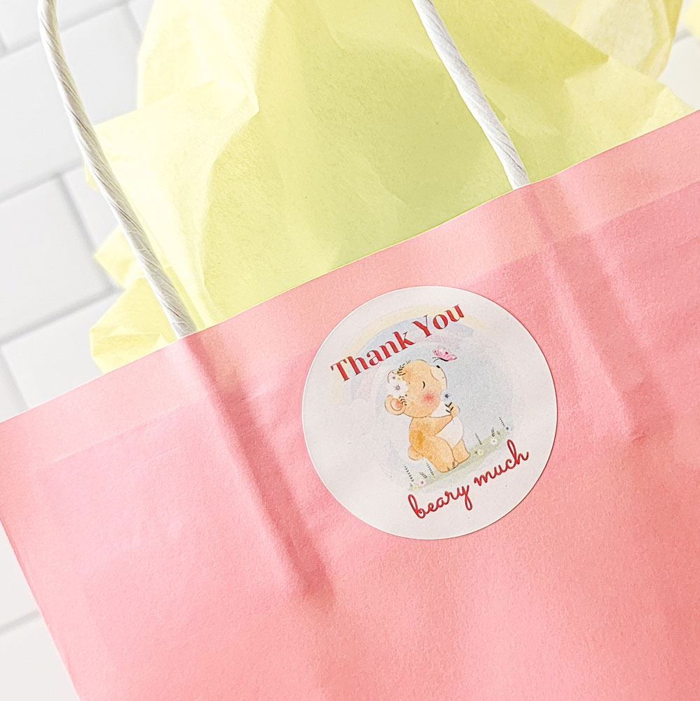 Thank You Beary Much Labels - Pre-Printed Baby Shower Labels