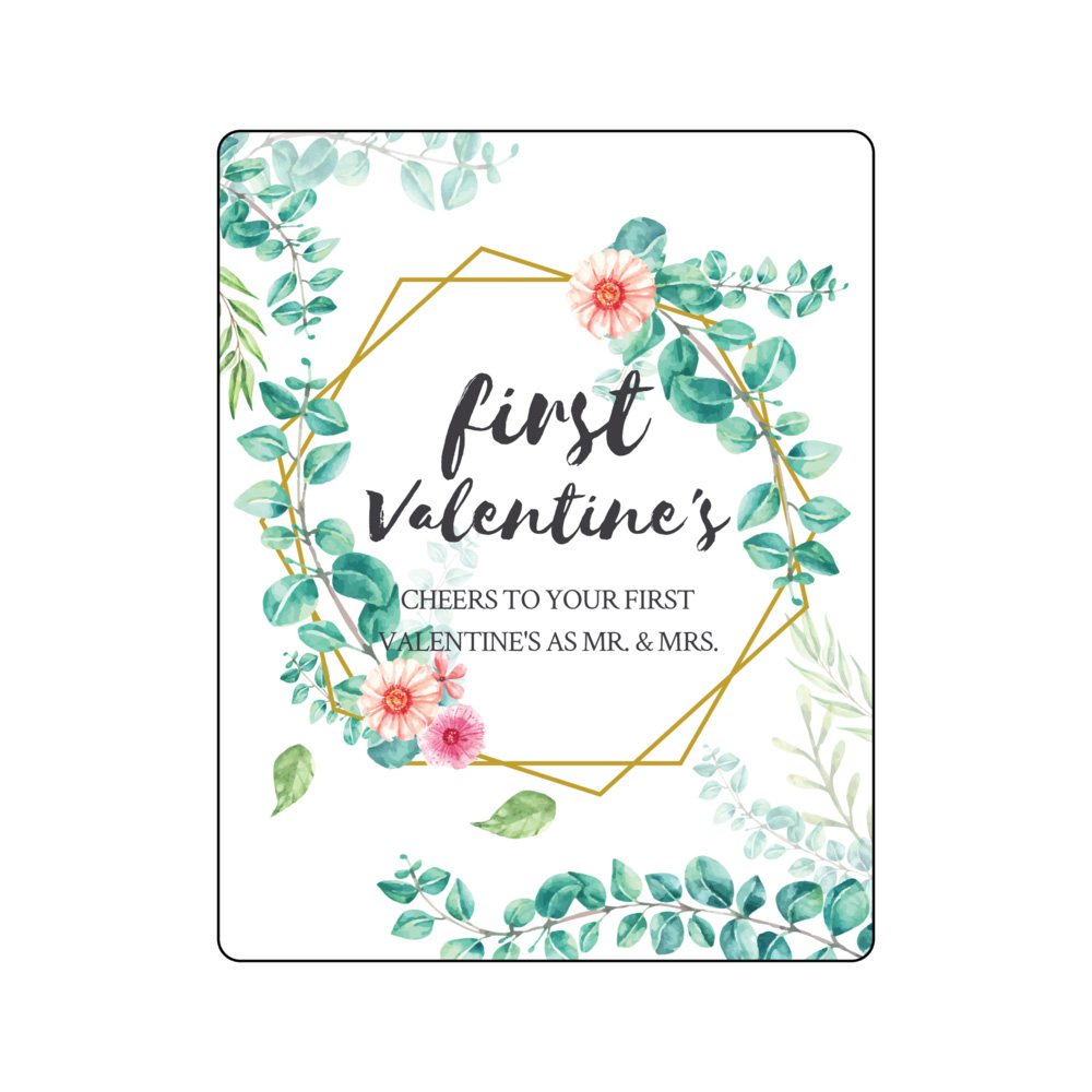 First Anniversary (Floral) - Pre-Printed Anniversary Wine Labels
