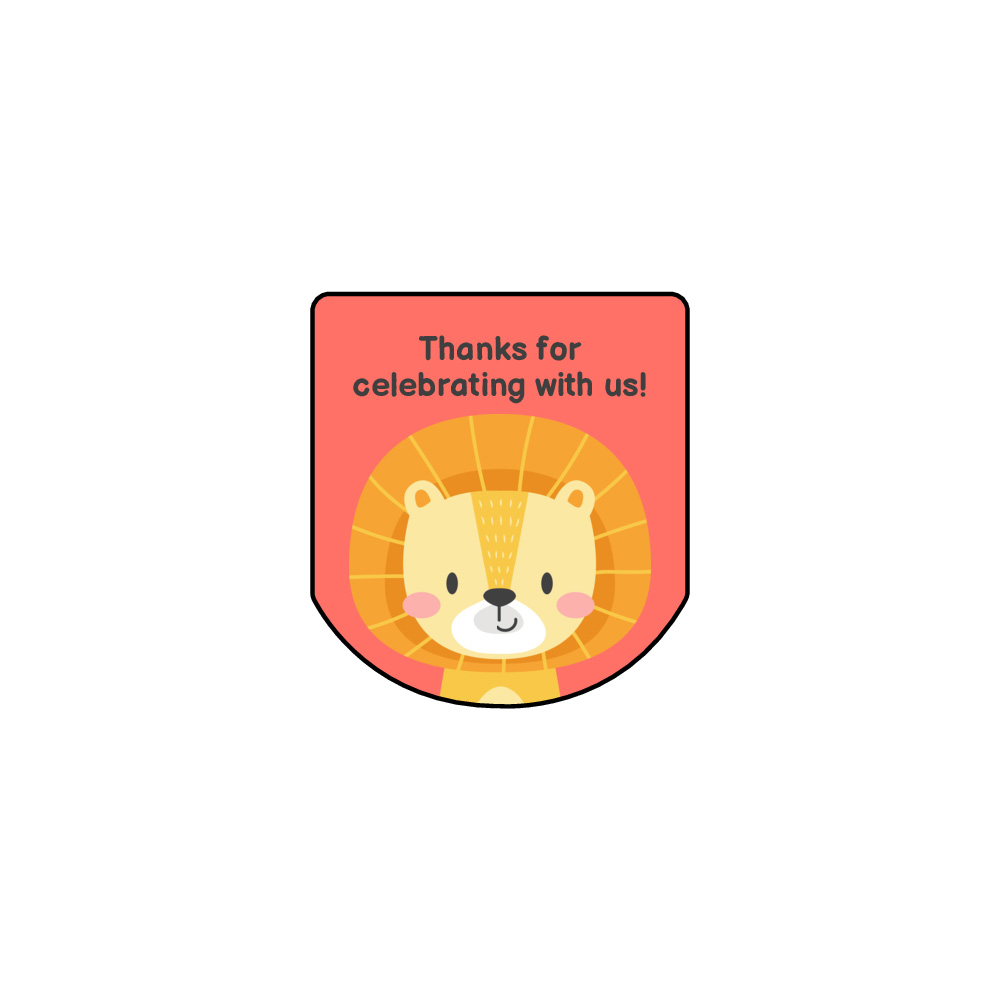 1.25" x 1.375" Thanks for Celebrating with Us (Animals) - Pre-Printed Hand  Sanitizer Labels - Weatherproof Polyester Laser - ST5611LP