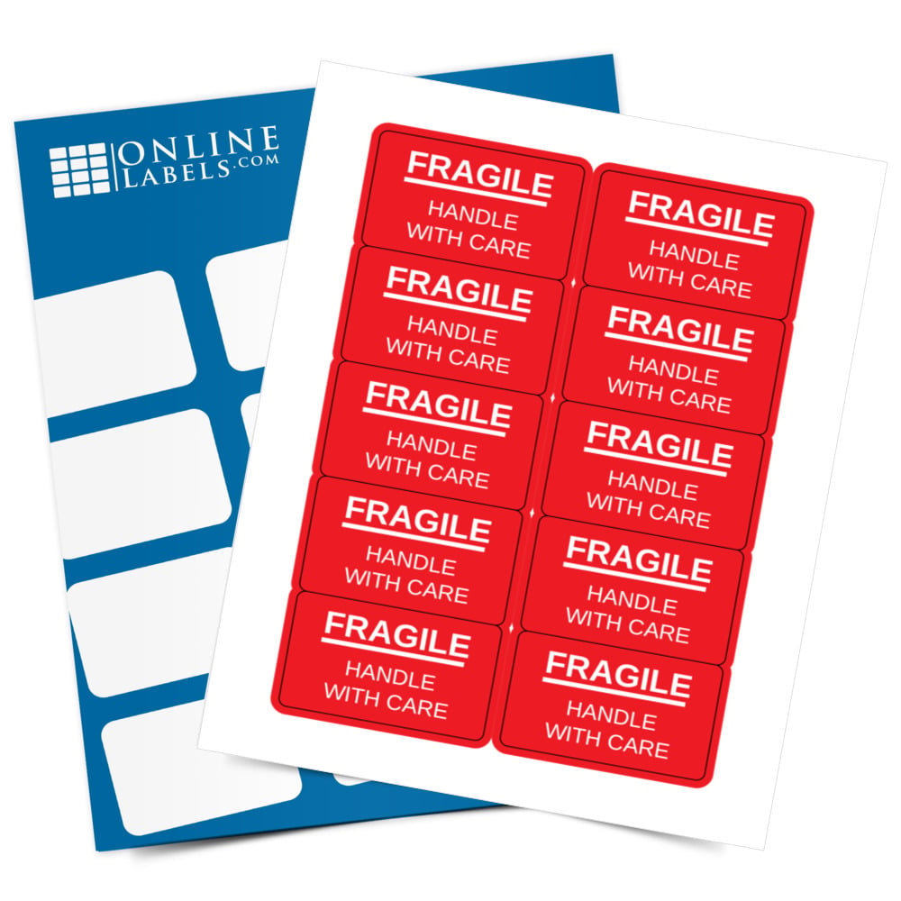Fragile, Handle with Care (Red) - Full Label Sheet