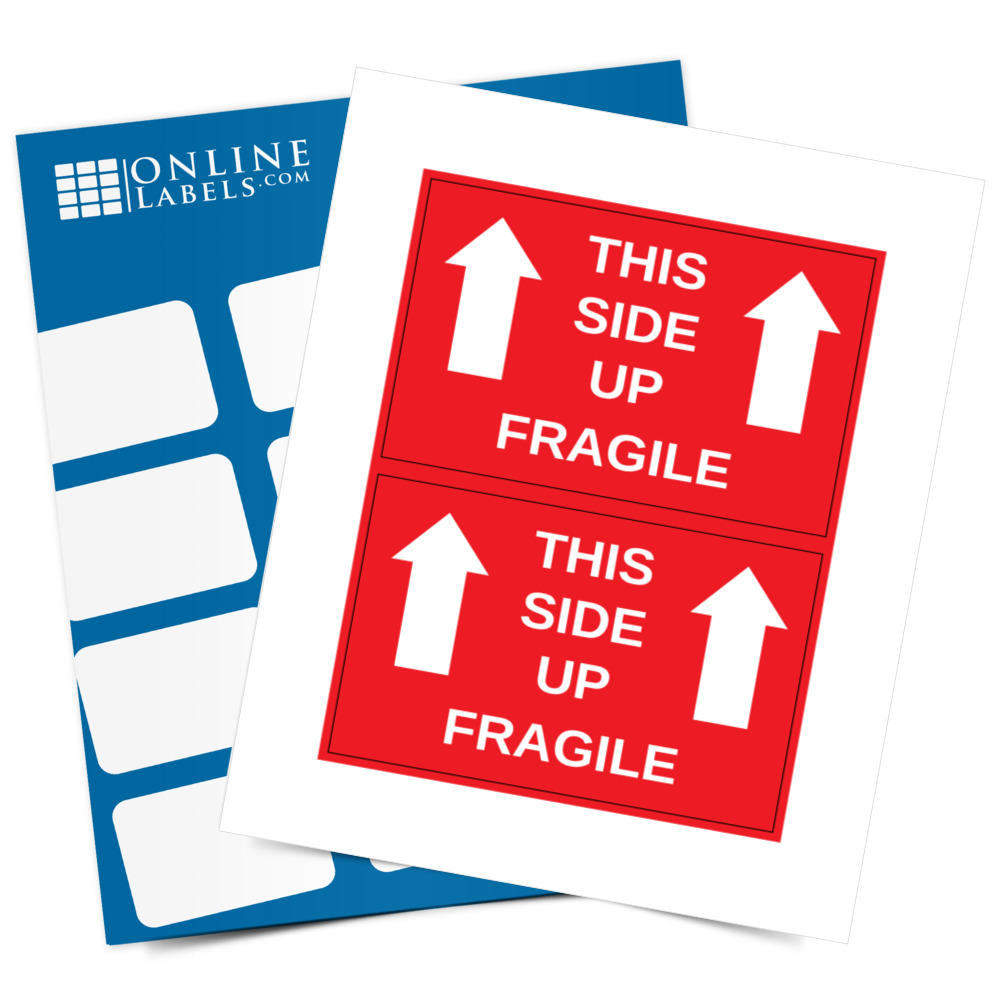 This Side Up Fragile (Red) - Full Label Sheet