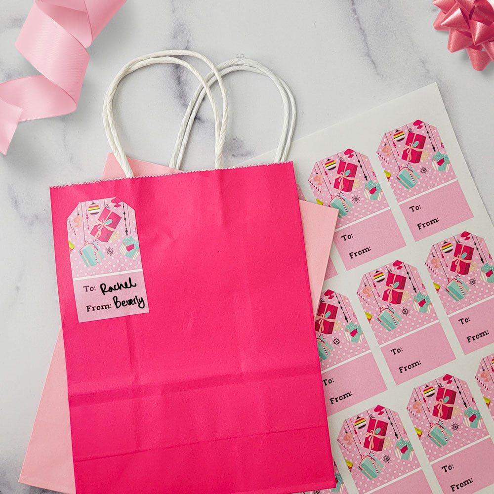 Pink Presents Gift Tags - Pre-Printed Gift Tag / Labels