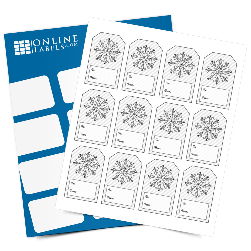 White Snowflake Gift Tags - Full Label Sheet