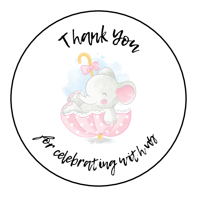 Elephant Baby Shower Labels - Pre-Printed Baby Shower Labels