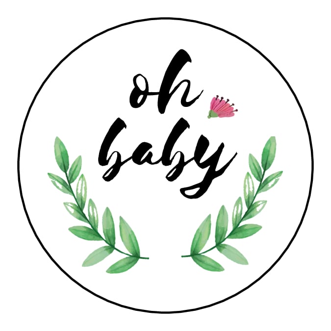 Oh Baby Baby Shower Labels (Floral) - Pre-Printed Baby Shower Labels