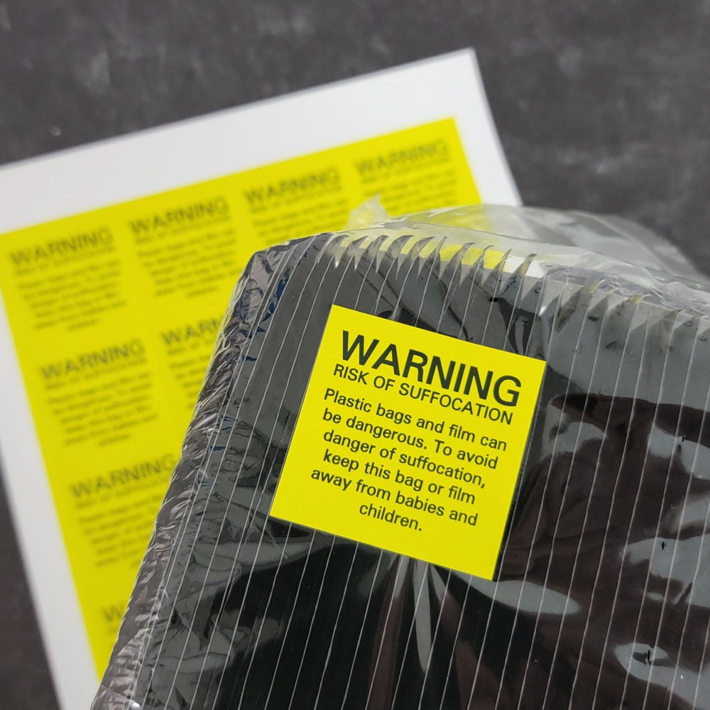 Square Suffocation Warning Labels - Pre-Printed Labels