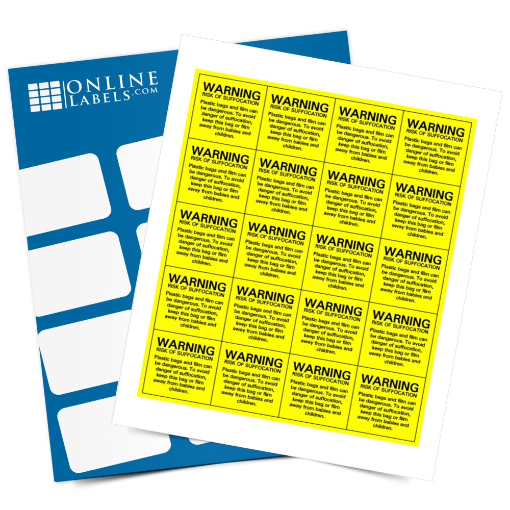 Square Suffocation Warning Labels - Pre-Printed Labels - Full Label Sheet