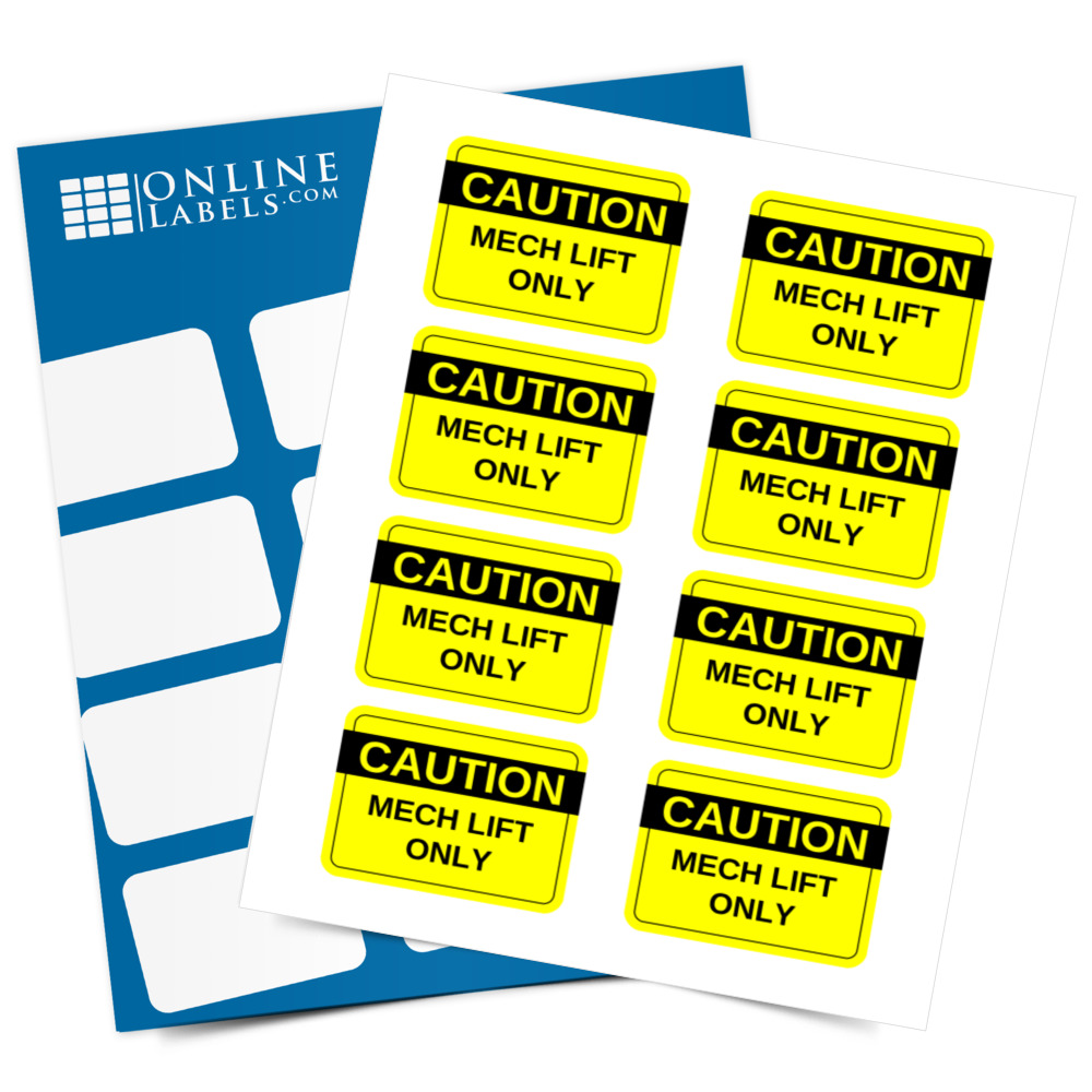 Caution: Mech (Machine) Lift Labels - Pre-Printed Labels - Full Label Sheet