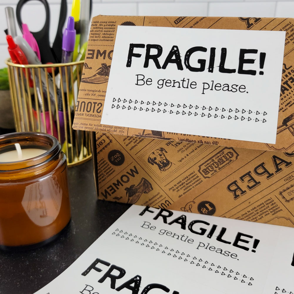 Decorative Fragile Shipping Labels - Pre-Printed Labels
