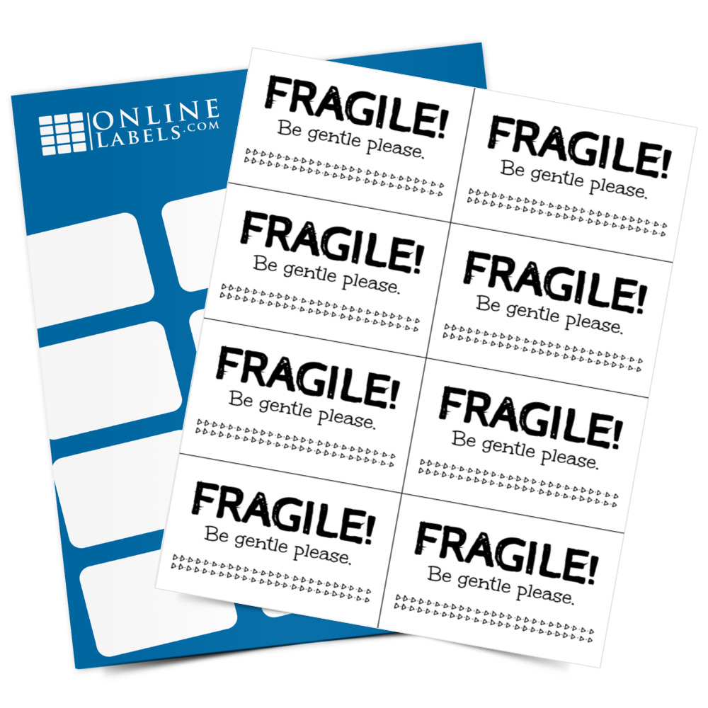 Decorative Fragile Shipping Labels - Full Label Sheet