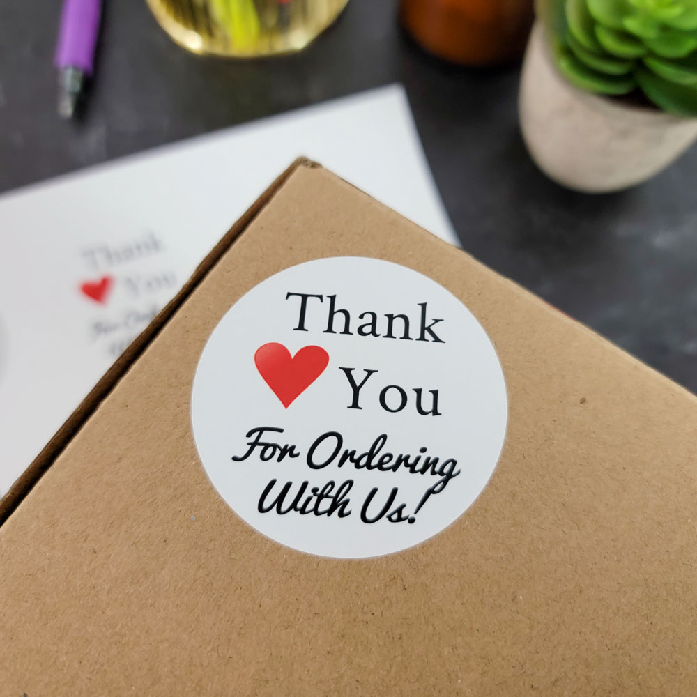 "Thank You For Ordering With Us" Customer Appreciation Labels - Pre-Printed Labels