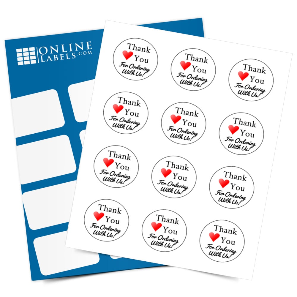 "Thank You For Ordering With Us" Customer Appreciation Labels - Full Label Sheet