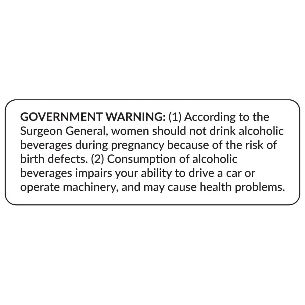 Alcohol warning label close up graphic